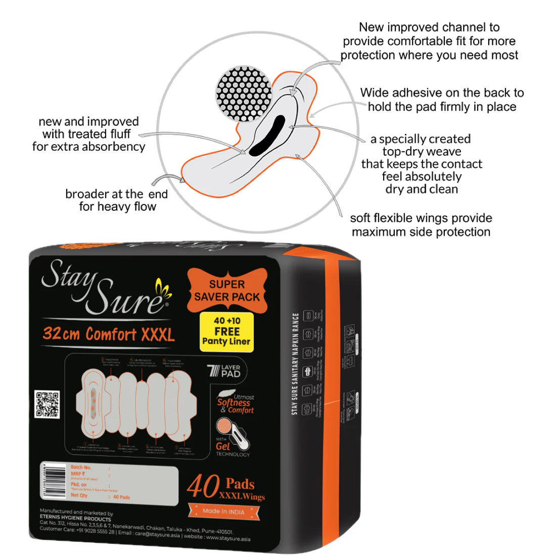 Stay Sure 320mm XXL Extra Comfort Sanitary Pads