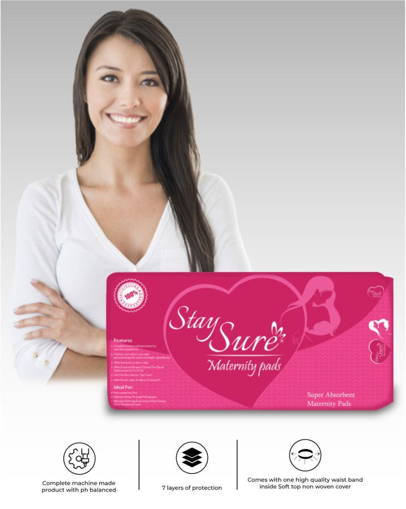 Stay Sure Maternity Pads – Pack of 3 (10 Pads per Pack with Waistband Included)