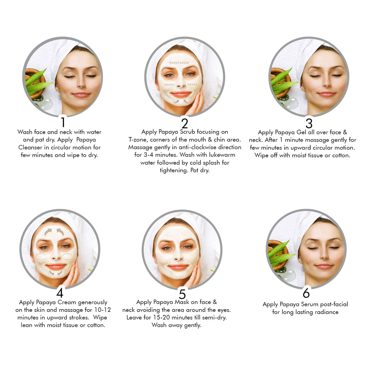 Papaya Facial Kit | 6 Steps 12 Pouch Set