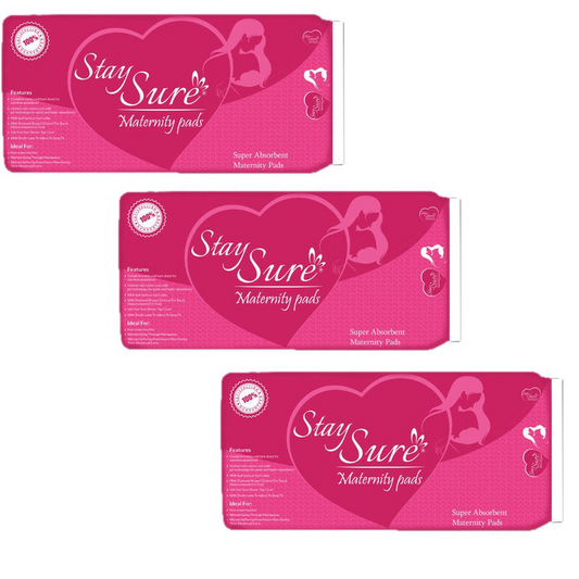 Stay Sure Maternity Pads – Pack of 3 (10 Pads per Pack with Waistband Included)