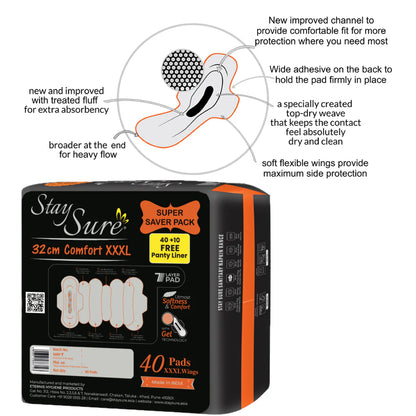 Stay Sure 320mm XXL Extra Comfort Sanitary Pads