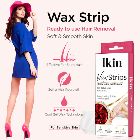 Ikin Wax Strip with goodness of rose extract for Sensitive Skin- 8 strips MRP ₹ 100.00