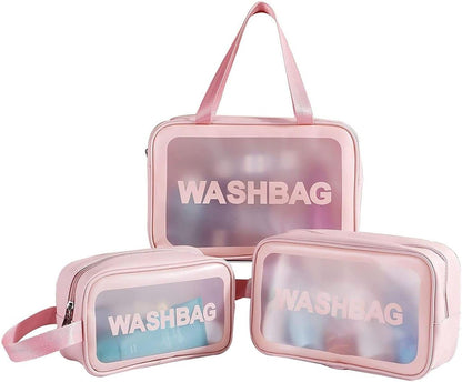3-Pieces Set Pink Washbag