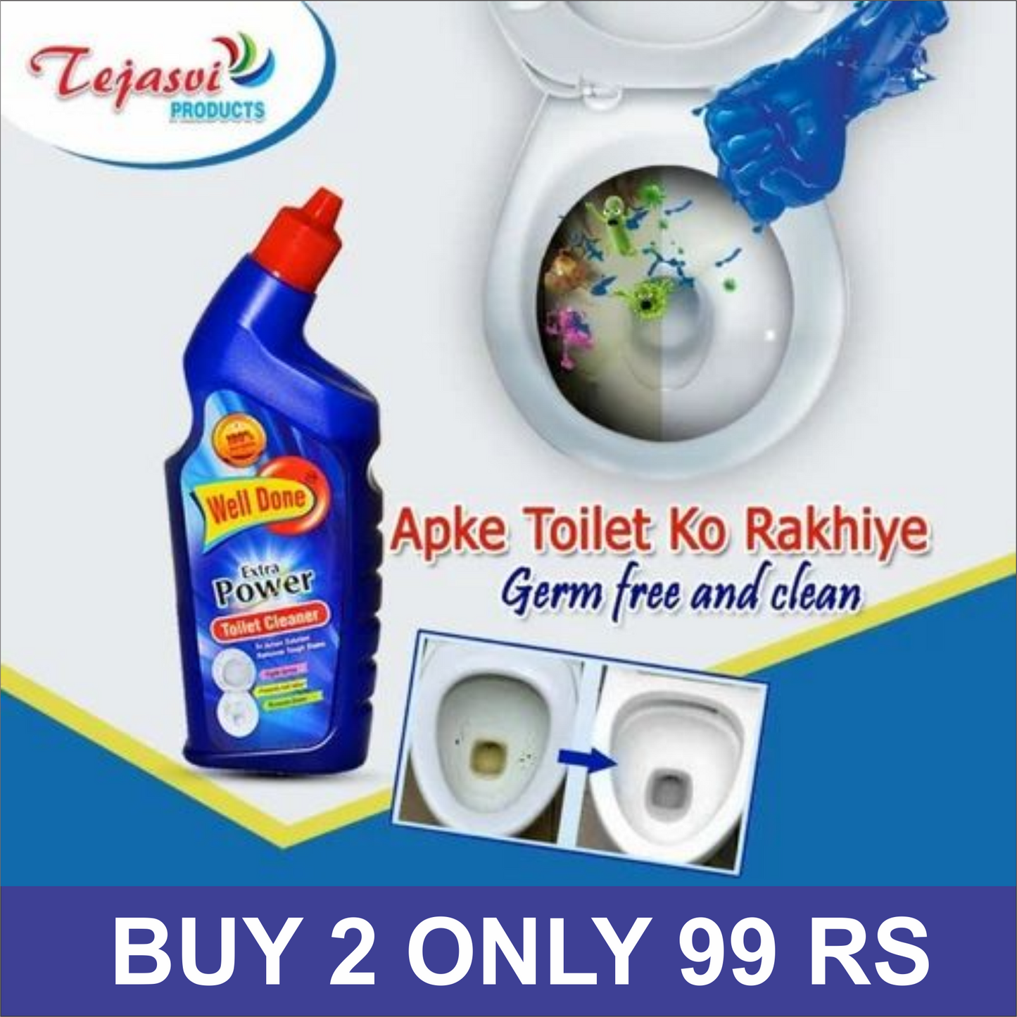 WELLDONE TOILET CLEANER 500ML+ 500 ML