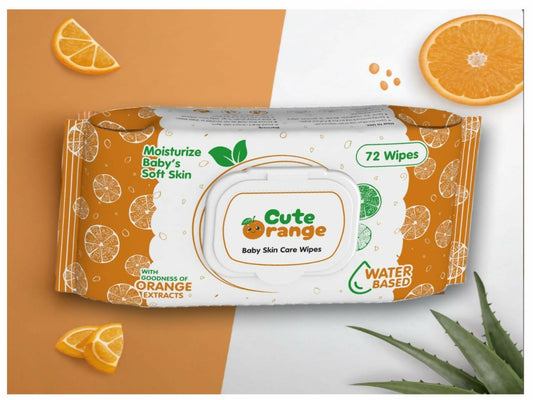 Cute Orange Baby Wipes With Fliptop Lid 72 Pulls